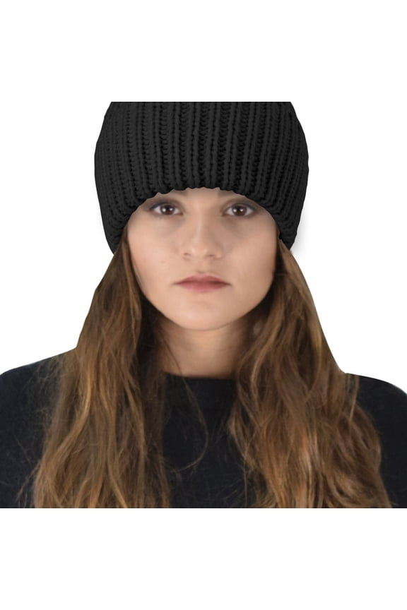 Oversize Beanie Warm Hand Knit Pom Pom Double Layer Winter Ski Snowboard Hat