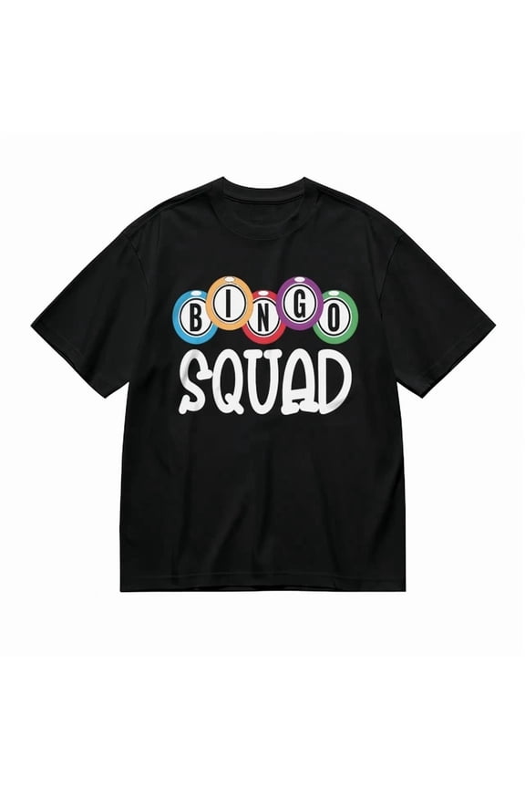 Oversize Bingo Squad Printed Cotton Tee, Unisex T-Shirt
