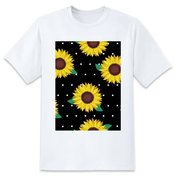 Oversize Blouse For WomenBlack Sunflower Leaves Loose Fit Summer Casual Tees -XL