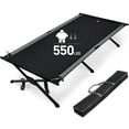 thumbnail image 1 of Oversize Camping Cot for Adult, Portable Foldable Sleep Bed XXL, Heavy Duty Supports 550 lbs, Black, 1 of 9