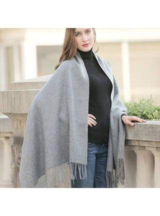 Handloom Wool Shawl Large Wrap Scarf Throw Woolen Blanket Grey Soft