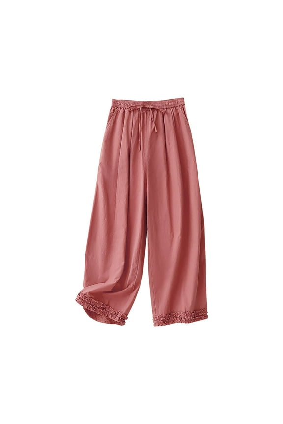 Oversize Casual Pants for Women, Elastic Waist Drawstring Wide Leg Cropped Trousers, Fashion Comfy Pants