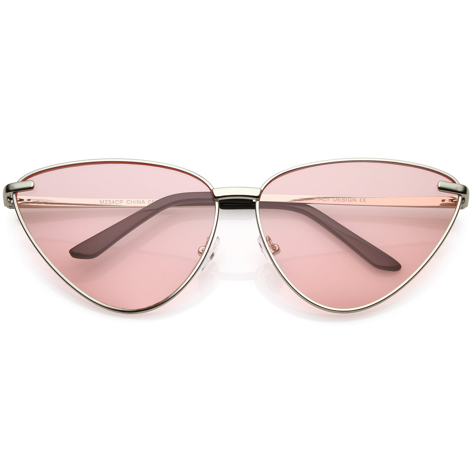 Oversize Cat Eye Sunglasses Thin Metal Frame Color Tinted 