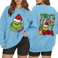 thumbnail image 1 of Oversize Christmas Sweatshirts for Women Xmas Tree Fall Cute Santa Graphic Pullover Sky Blue Small, 1 of 5