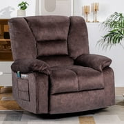 HOMYEDAMIC 40.9" Wide Super Soft Oversize Modern Design Velvet Upholstered Manual Recliner Chair with Heating and Massage,Brown