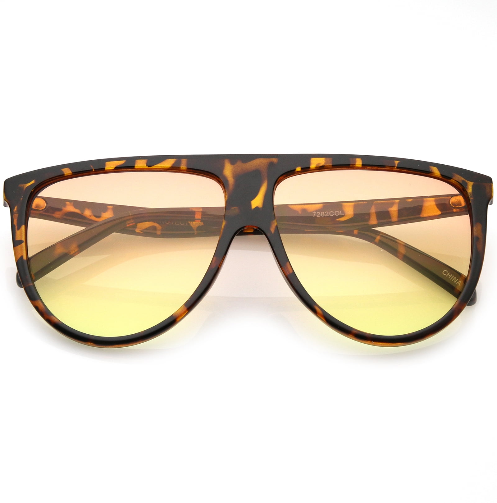Oversize Flat Top Aviator Sunglasses Gradient Teardrop Flat Lens 60mm Tortoise Orange Yellow Walmart