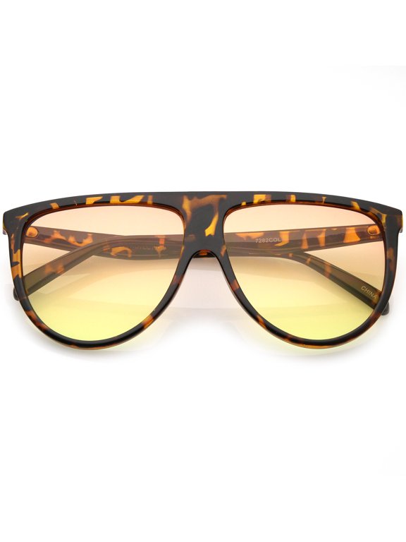Oversize Flat Top Aviator Sunglasses Gradient Teardrop Flat Lens 60mm (Tortoise / Orange Yellow)