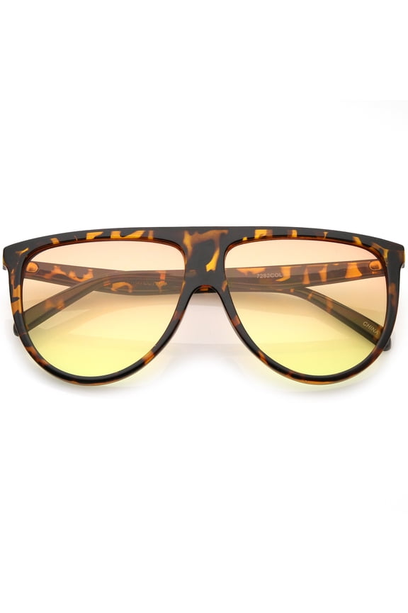 Oversize Flat Top Aviator Sunglasses Gradient Teardrop Flat Lens 60mm (Tortoise / Orange Yellow)