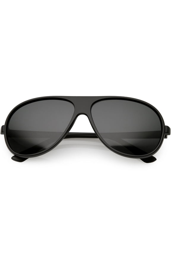 Oversize Flat Top Aviator Sunglasses Polarized Lens 61mm (Matte Black / Smoke Polarized)