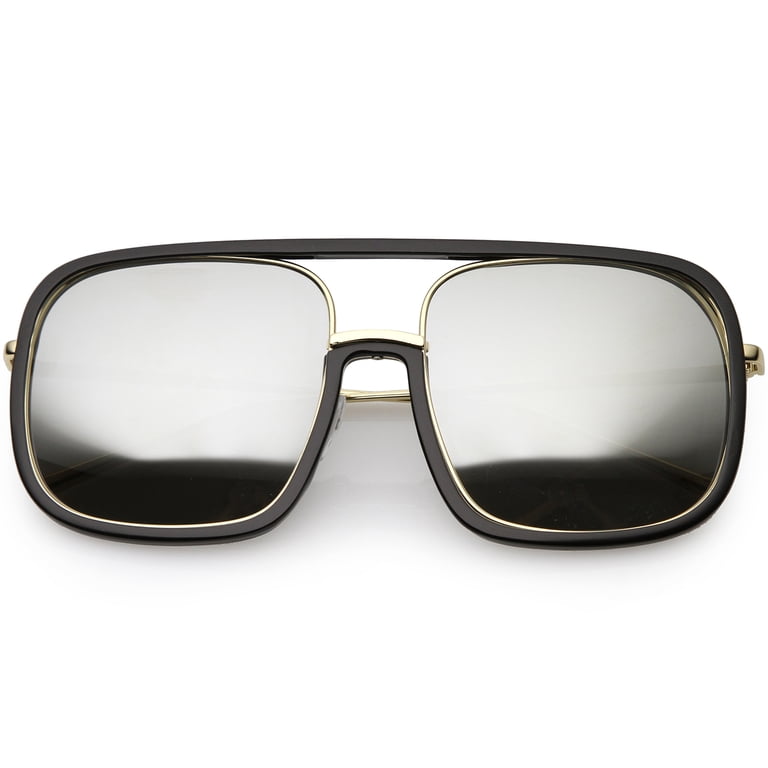 Oversize Flat Top Aviator Sunglasses Thin Metal Arms Square  display picture 1