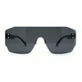 thumbnail image 1 of Oversize Flat Top Panel Mono Block Shield Lens Sunglasses All Black, 1 of 4
