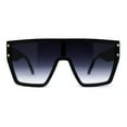 thumbnail image 1 of Oversize Flat Top Shield Square Rectangle Plastic Fashion Sunglasses Matte Black, 1 of 4
