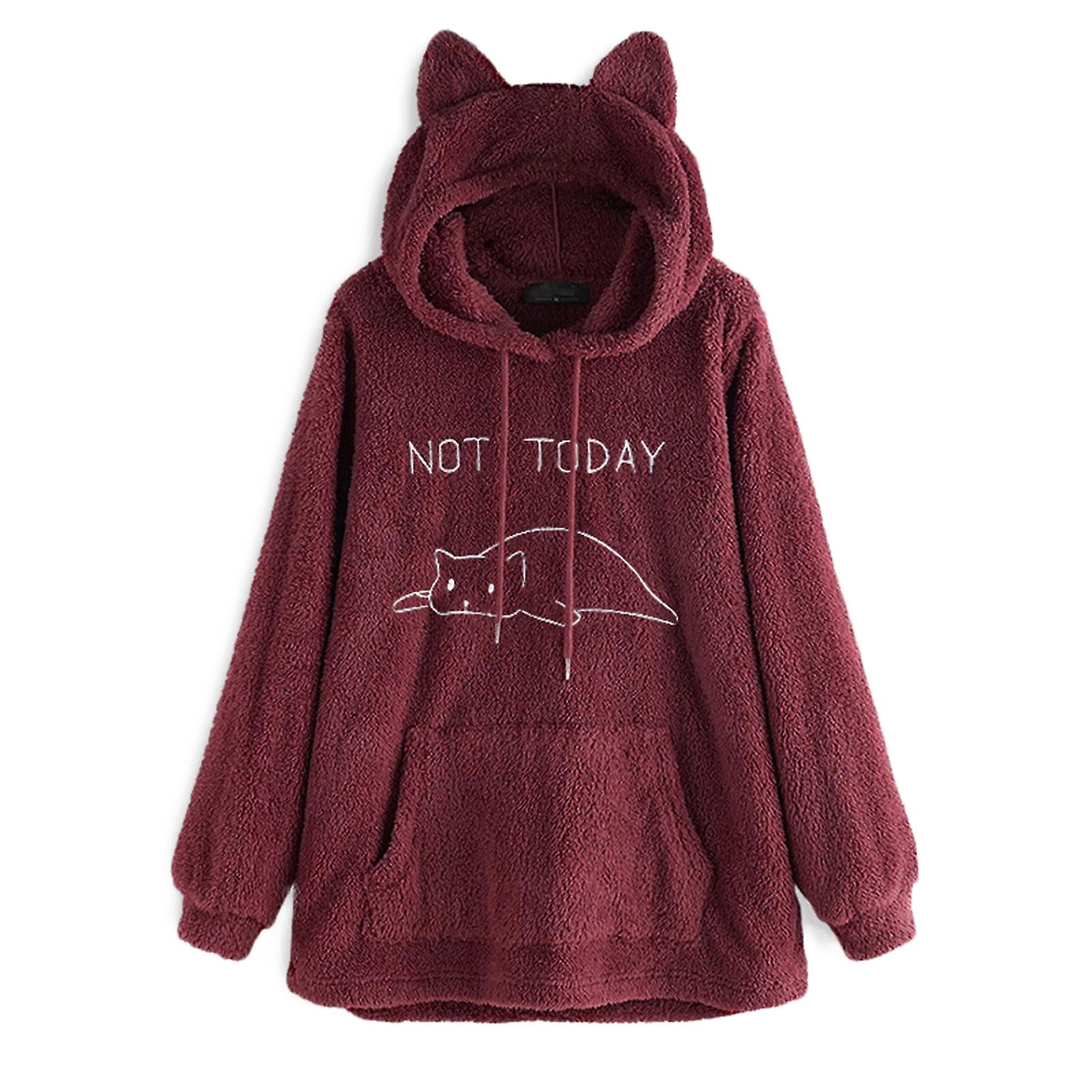 Oversize Fleece Hoodie With Cat Ears Women Autumn Winter Pullover Double sided Plush Walmart