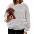 thumbnail image 1 of Oversize Pet Pouch Hoodies for Women Pet Carrier Kangaroo Pouch Crewneck Sweatshirts with Large Pocket, 1 of 5