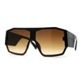 thumbnail image 1 of Oversize Futuristic Geometric Shield Sport Plastic Sunglasses Black Brown, 1 of 4
