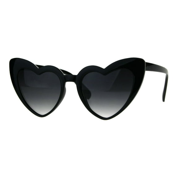Oversize Heart Shape Cat Eye Retro Womens Plastic Sunglasses Black