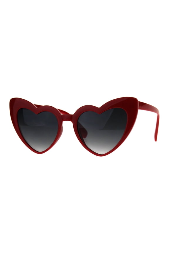Oversize Heart Shape Cat Eye Retro Womens Plastic Sunglasses Red