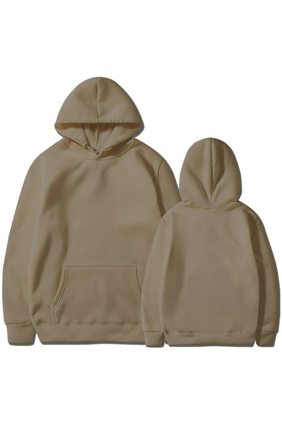 Oversize Hoodie for Women Custom DIY Solid Hooded Couple Long Sleeve With Pocket Pullover Sweaters Brown