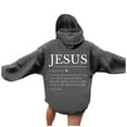 thumbnail image 1 of Oversize Hoodie for Women Fall Christian Long Sleeve Hooded Jesus Casual Letter Print Winter Y2k Clothes Dark Gray, 1 of 5