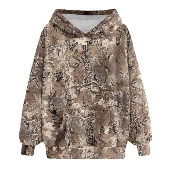 Oversize Hoodie for Women Fall Vintage Camo Graphic Long Sleeve Y2K Maple Leaf Print Y2k Winter Hooded Sweatshirts