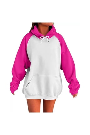 Oversize Hoodie for Women Patchwork Long Sleeve Warm with Pocket Plus Size Clothes Outfits