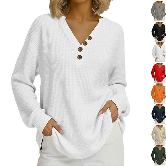 Oversize Hoodie for Womens Fashion Casual Spring And Winter V-neck Button Long Sleeve Base Coat Top