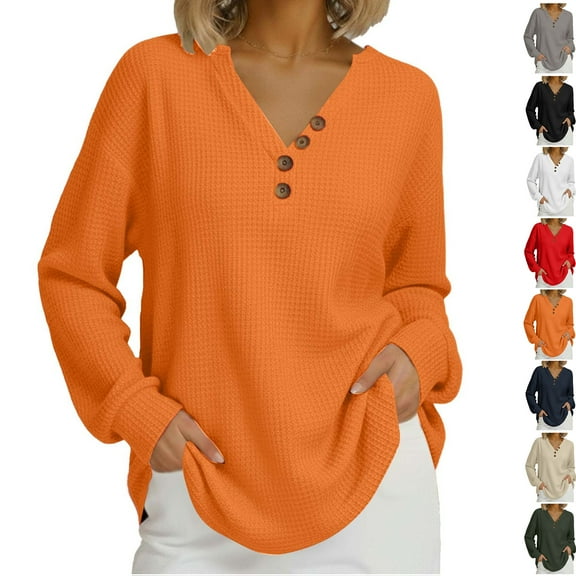 Oversize Hoodie for Womens Fashion Casual Spring And Winter V-neck Button Long Sleeve Base Coat Top