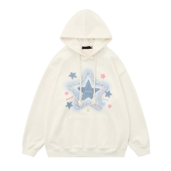 Oversize Hoodies for Women Trendy Vintage Unisex Cute Graphic Long Sleeve Drawstring Hooded With Pocket 2025 Fall Trendy Outfits White