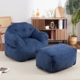 thumbnail image 1 of Oversize Lazy Sofa Set with Foot Rest for Living Room, Bean Bag Sofa Chair with Ottoman, 37.5 Lbs High-Density Foam Filling Beanbag Sofa with Armrests, Soft Corduroy Floor Sofa Couch for Adults, Kids, 1 of 8