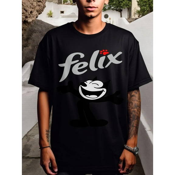 Oversize Loose Fit Felix the Cat Graphic Tee, 180g Pure Cotton Back to School Casual T-Shirt - Available in Sizes S-XXXL
