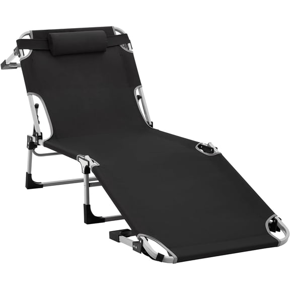 Oversize Lounge Chair Outdoor, 300 lbs Large Camping Cots for Adults Heavy Duty Extra Wide Sturdy with Pillow for Outside Patio Beach Pool