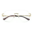 thumbnail image 1 of Oversize Luxury Hip Hop Gangster Swagger Rimless Racer Shield Eyeglasses [Light Gold], 1 of 7