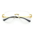 thumbnail image 1 of Oversize Luxury Hip Hop Gangster Swagger Rimless Racer Shield Eyeglasses [Yellow Gold Black], 1 of 7