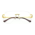 thumbnail image 1 of Oversize Luxury Hip Hop Gangster Swagger Rimless Racer Shield Eyeglasses [Yellow Gold Brown], 1 of 7