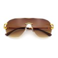 thumbnail image 1 of Oversize Luxury Hip Hop Gangster Swagger Rimless Racer Shield Sunglasses [Gold - Brown], 1 of 7