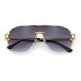 thumbnail image 1 of Oversize Luxury Hip Hop Gangster Swagger Rimless Racer Shield Sunglasses [Gold - Smoke], 1 of 7