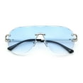 thumbnail image 1 of Oversize Luxury Hip Hop Gangster Swagger Rimless Racer Shield Sunglasses [Silver - Blue], 1 of 7