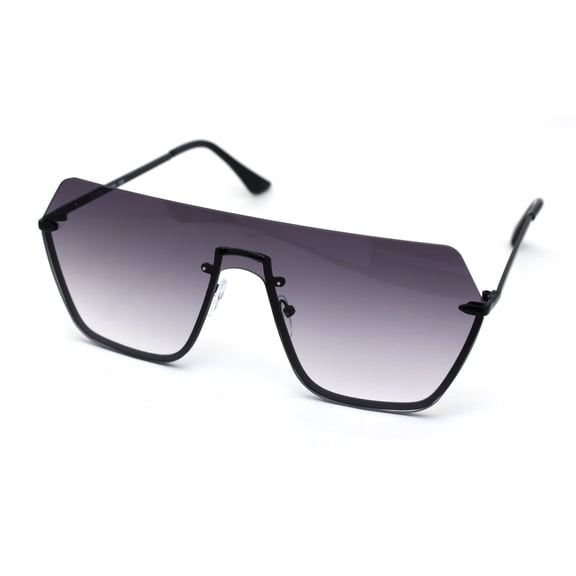 Oversize Luxury Robotic Shield Rimless Trendy Retro Sunglasses Black Smoke