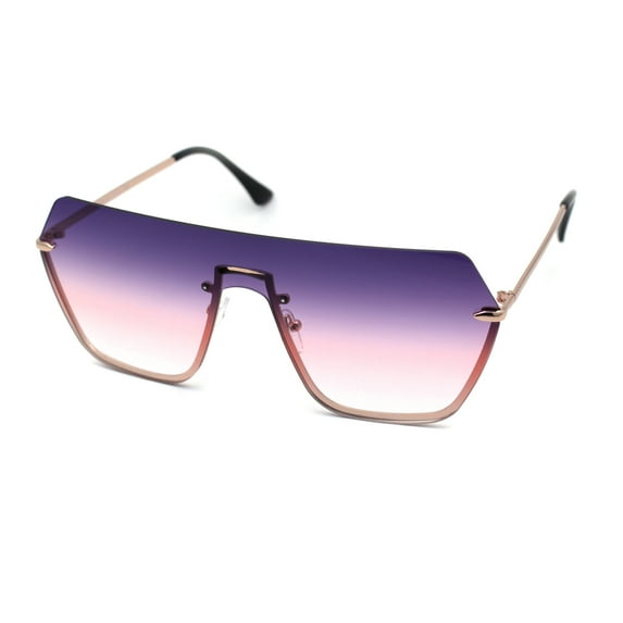 Oversize Luxury Robotic Shield Rimless Trendy Retro Sunglasses Gold Purple Pink