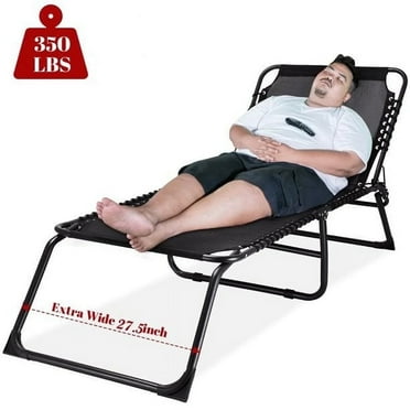 Oversize Outdoor Chaise Lounge Sunbathing Chair Support 350lbs Folding Sun Lounger for Beach Poolside Lawn