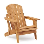 Oversize Outdoor Wooden Folding Adirondack Chair with Pre-Assembled SeatBoard, Wood Patio Chair for Garden Backyard Porch Pool Deck Firepit