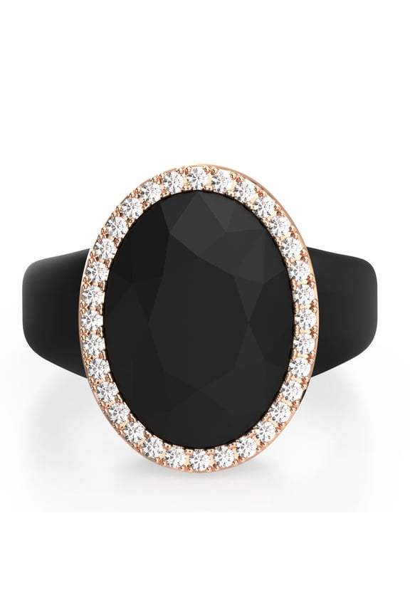 Oversize Oval Silicone Ring with Metal Frame & Stones by Rinfit