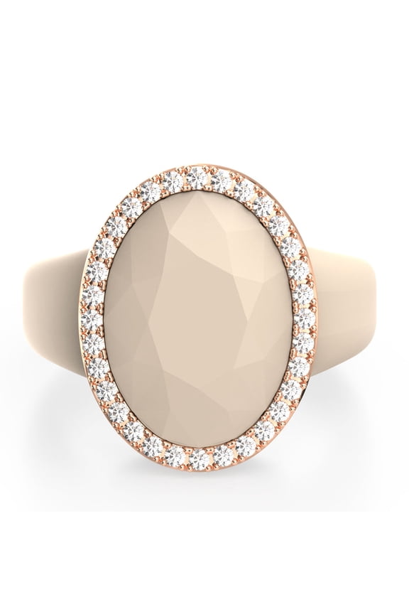 Oversize Oval Silicone Ring with Metal Frame & Stones by Rinfit