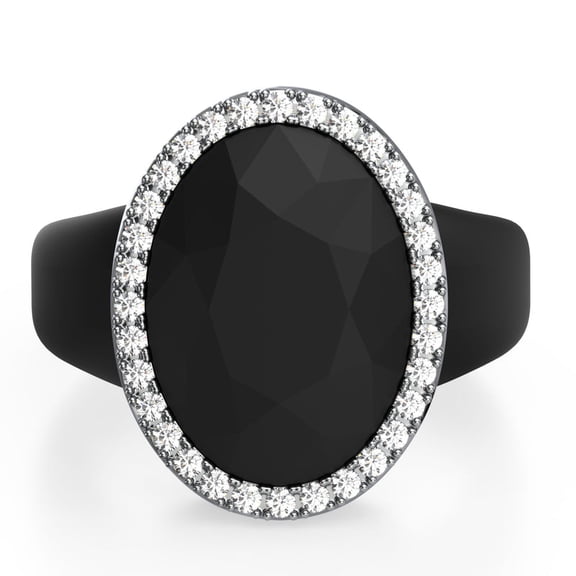 Oversize Oval Silicone Ring with Metal Frame & Stones by Rinfit
