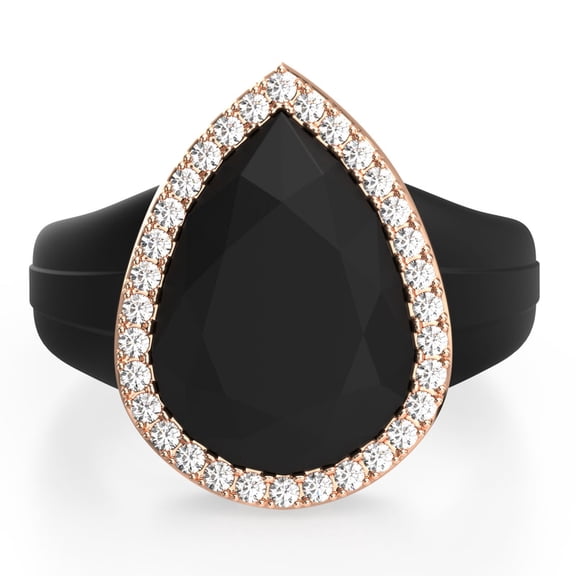 Oversize Pear Silicone Ring with Metal Frame & Stones by Rinfit