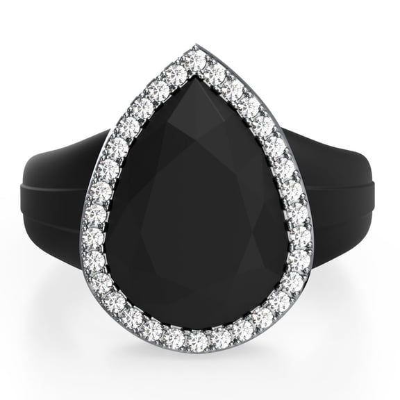 Oversize Pear Silicone Ring with Metal Frame & Stones by Rinfit