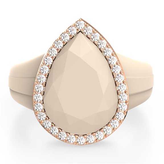 Oversize Pear Silicone Ring with Metal Frame & Stones by Rinfit