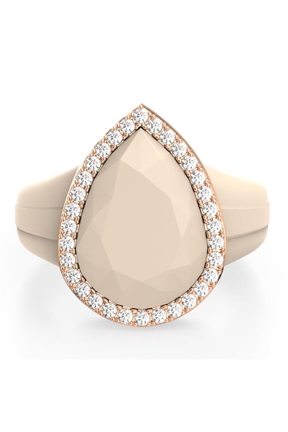 Oversize Pear Silicone Ring with Metal Frame & Stones by Rinfit