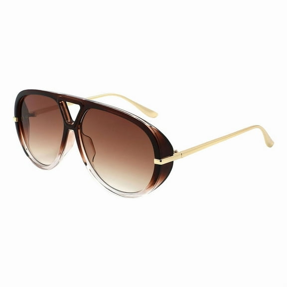 Oversize Pilot Sunglasses Round Racer Celebrity Fashion UV400 Brown Clear, Brown