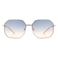 thumbnail image 1 of Oversize Polygon Sunglasses Geometric Octagon Metal Frame UV400 Gold, Blue Beige, 1 of 4